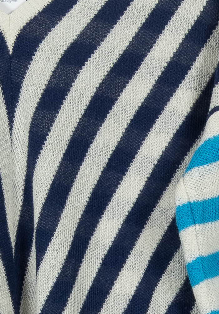 Pull Rayé Bleu Marine et Bleu Clair - Taille M/38 de la marque La Fée Maraboutée | PARAD103856 - Vendu par Paradigme - Image 3
