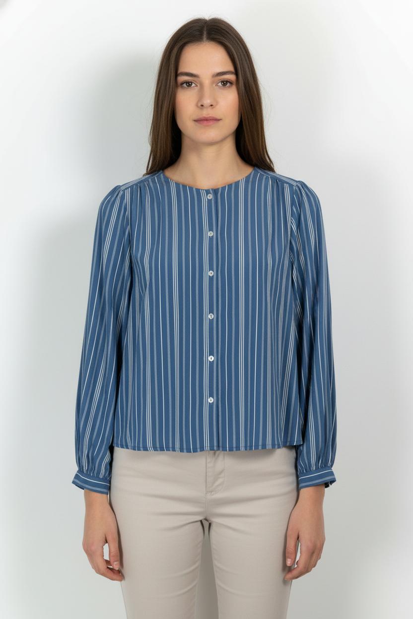 Chemisier Bleu et Blanc - Taille M/38 de la marque La Fée Maraboutée | PARAD103857 - Vendu par Paradigme - Image 1