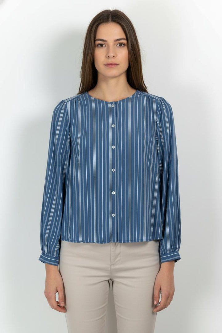 Chemisier Bleu et Blanc - Taille M/38 de la marque La Fée Maraboutée | PARAD103857 - Vendu par Paradigme - Image 1