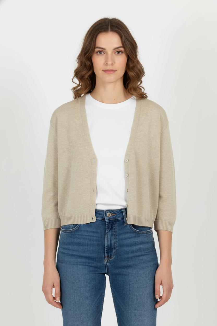 Cardigan Beige - Taille L/40 de la marque La Fée Maraboutée | PARAD103859 - Vendu par Paradigme - Image 1