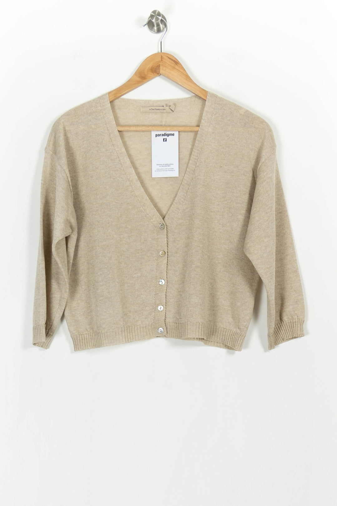 Cardigan Beige - Taille L/40 de la marque La Fée Maraboutée | PARAD103859 - Vendu par Paradigme - Image 2