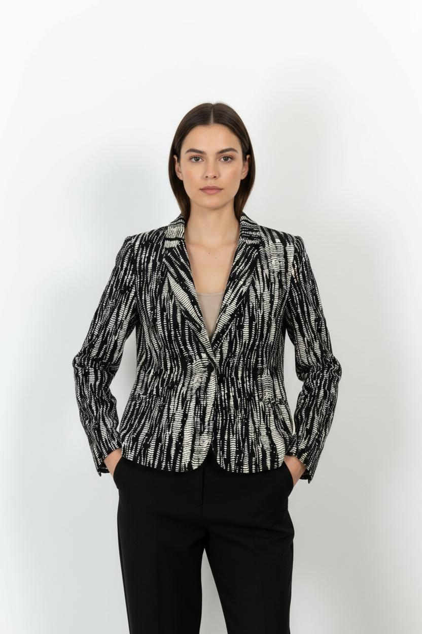 Blazer Noir et Blanc - Taille M/38 de la marque La Fée Maraboutée | PARAD103866 - Vendu par Paradigme - Image 1