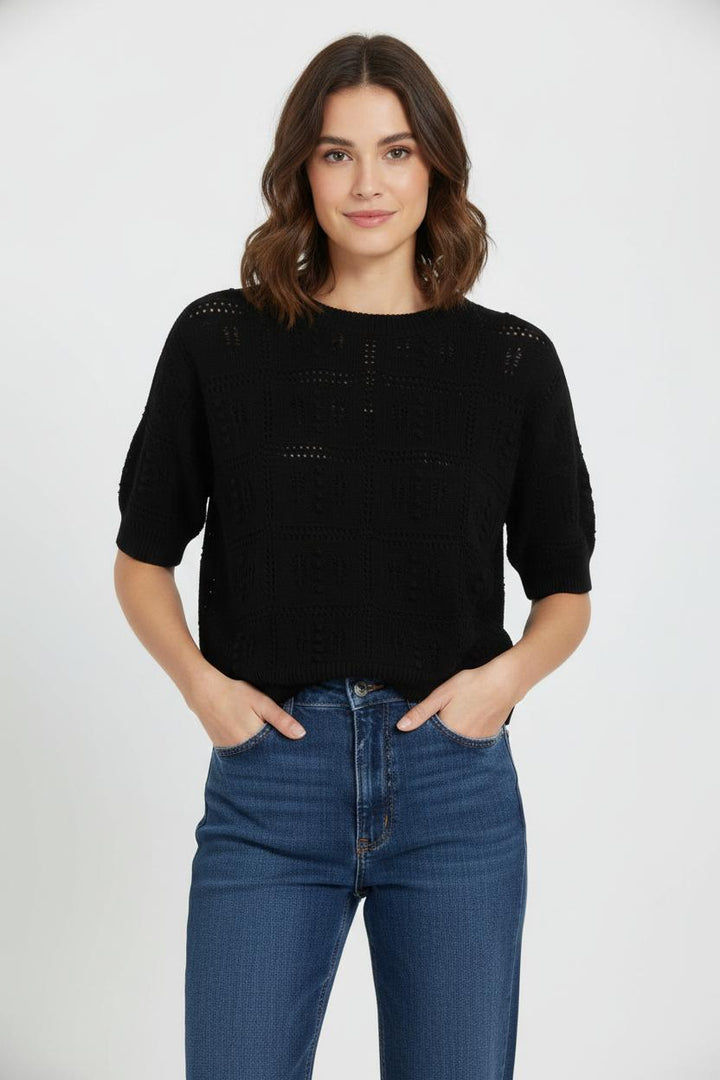 Pull Noir - Taille L/40 de la marque La Fée Maraboutée | PARAD103868 - Vendu par Paradigme - Image 1