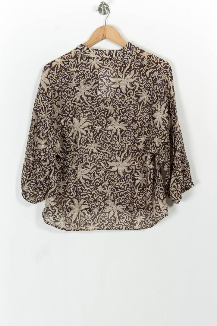 Blouse Marron et Beige - Taille M/38 de la marque La Fée Maraboutée | PARAD103870 - Vendu par Paradigme - Image 4