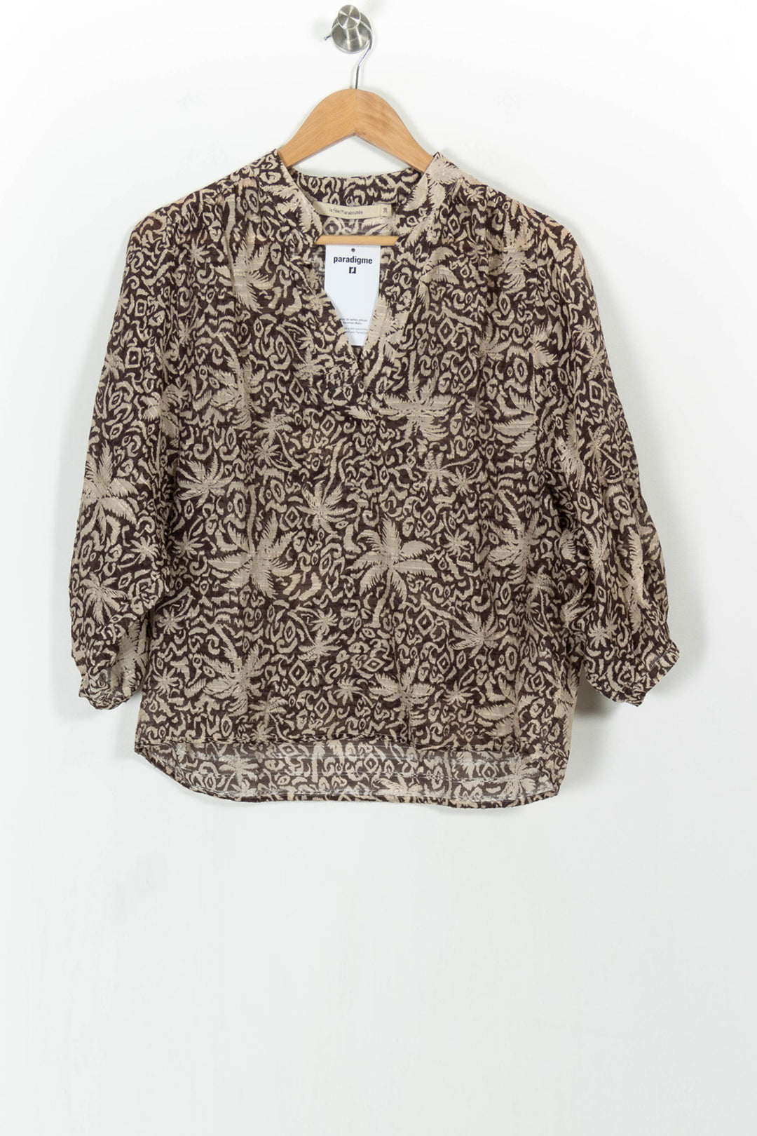 Blouse Marron et Beige - Taille M/38 de la marque La Fée Maraboutée | PARAD103870 - Vendu par Paradigme - Image 2