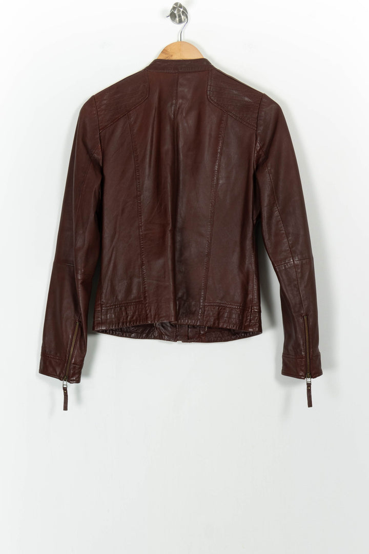 Blouson Cuir Bordeaux - Taille S/36 de la marque Caroll | PARAD103874 - Vendu par Paradigme - Image 4