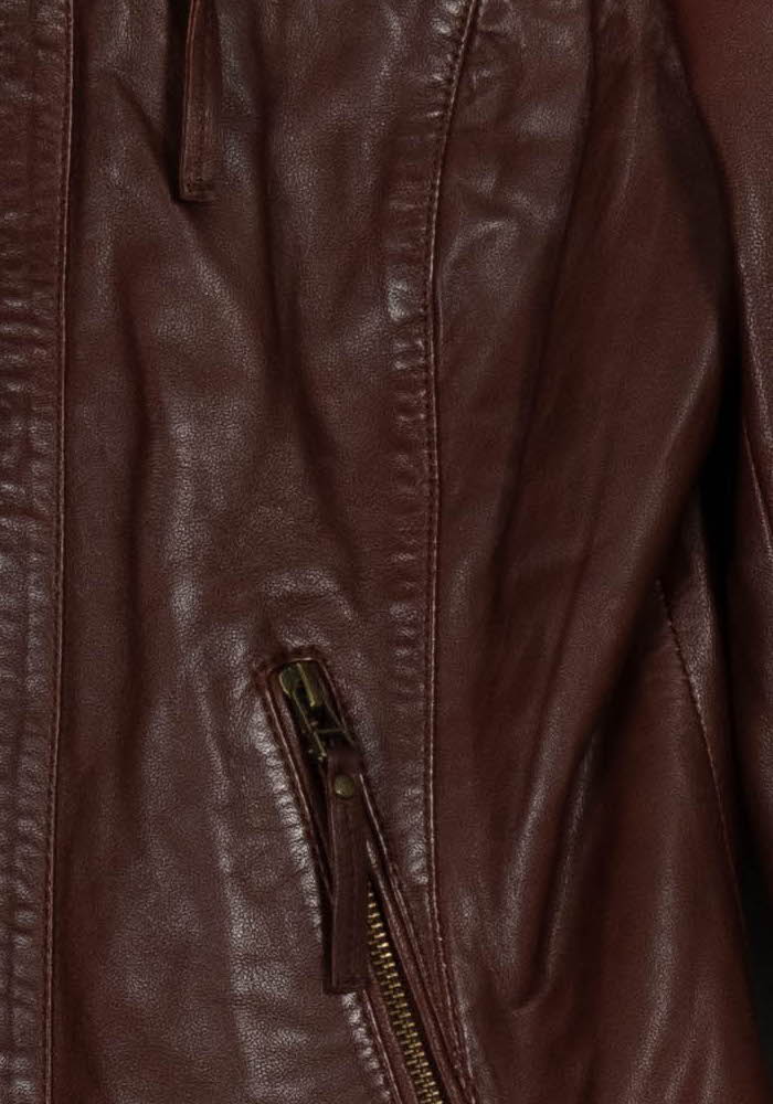 Blouson Cuir Bordeaux - Taille S/36 de la marque Caroll | PARAD103874 - Vendu par Paradigme - Image 3