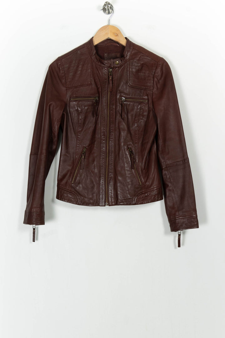 Blouson Cuir Bordeaux - Taille S/36 de la marque Caroll | PARAD103874 - Vendu par Paradigme - Image 2
