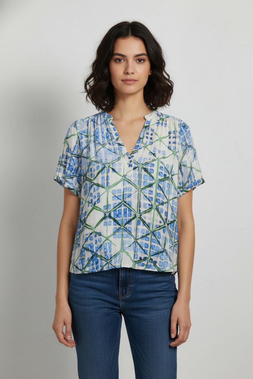 Blouse Bleu et Vert - Taille M/38 de la marque La Fée Maraboutée | PARAD103881 - Vendu par Paradigme - Image 1