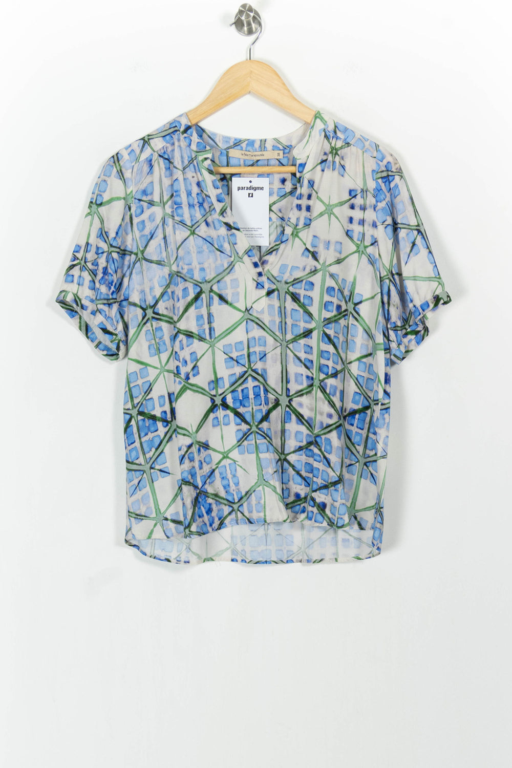 Blouse Bleu et Vert - Taille M/38 de la marque La Fée Maraboutée | PARAD103881 - Vendu par Paradigme - Image 2
