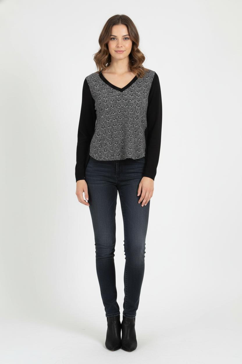 Pull Noir et Gris - Taille XS/34 de la marque IKKS | PARAD103885 - Vendu par Paradigme - Image 1