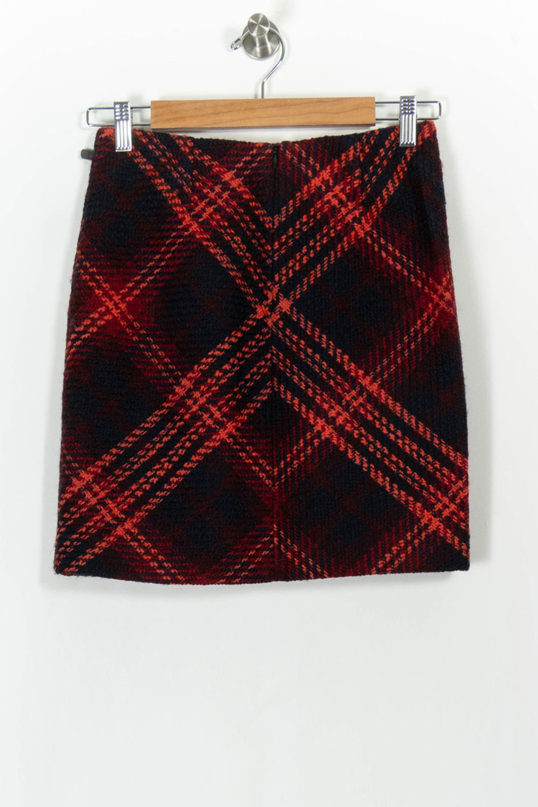 Jupe Écossaise Bordeaux et Noire - Taille XS/34 de la marque Caroll | PARAD103890 - Vendu par Paradigme - Image 4