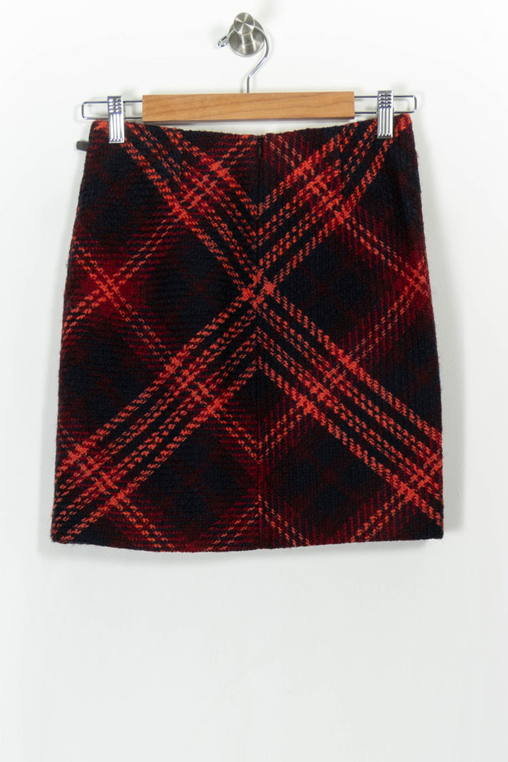 Jupe Écossaise Bordeaux et Noire - Taille XS/34 de la marque Caroll | PARAD103890 - Vendu par Paradigme - Image 4