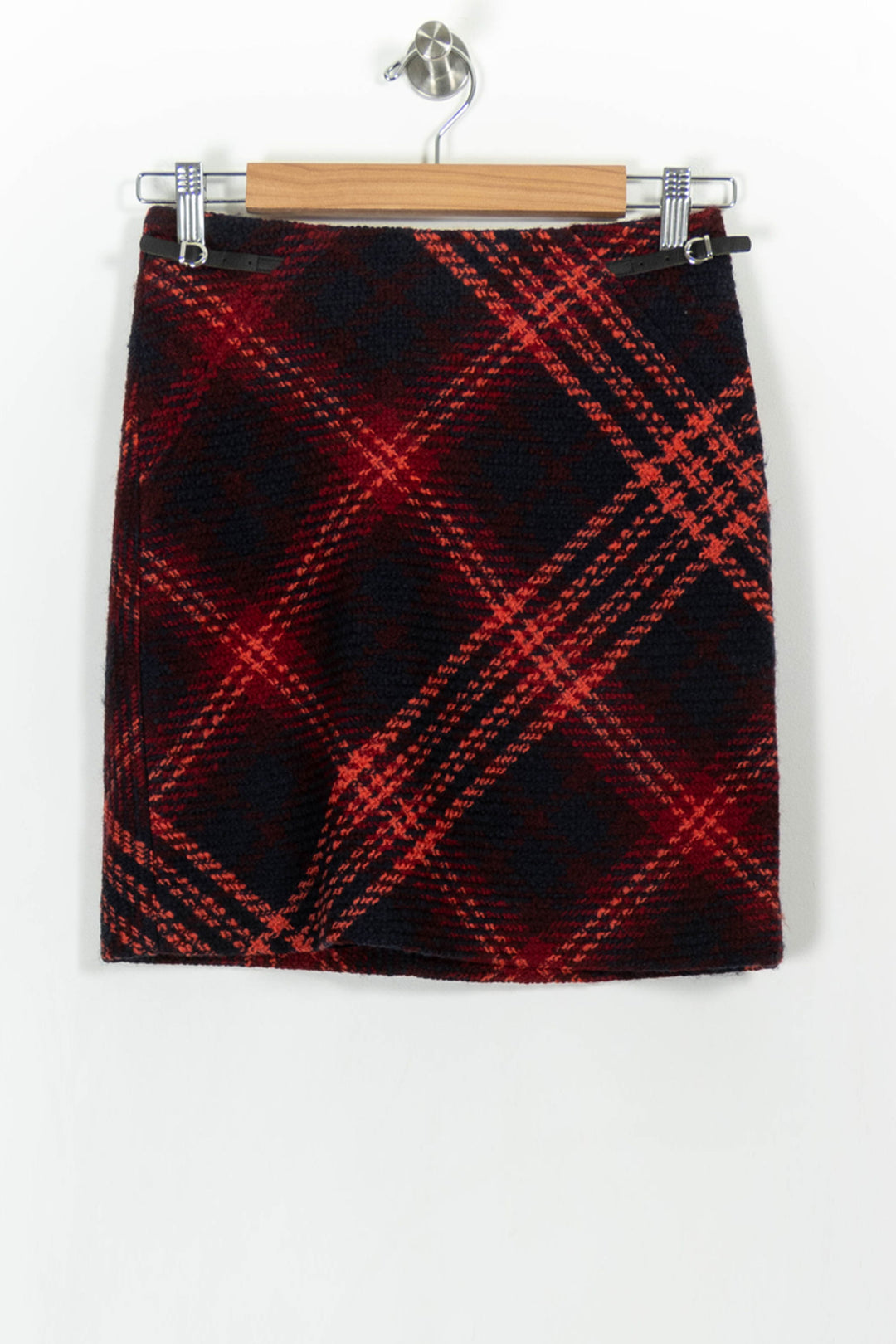 Jupe Écossaise Bordeaux et Noire - Taille XS/34 de la marque Caroll | PARAD103890 - Vendu par Paradigme - Image 2