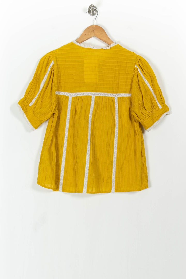 Blouse Jaune et Blanche - Taille XS/34 de la marque ba&sh | PARAD103907 - Vendu par Paradigme - Image 4