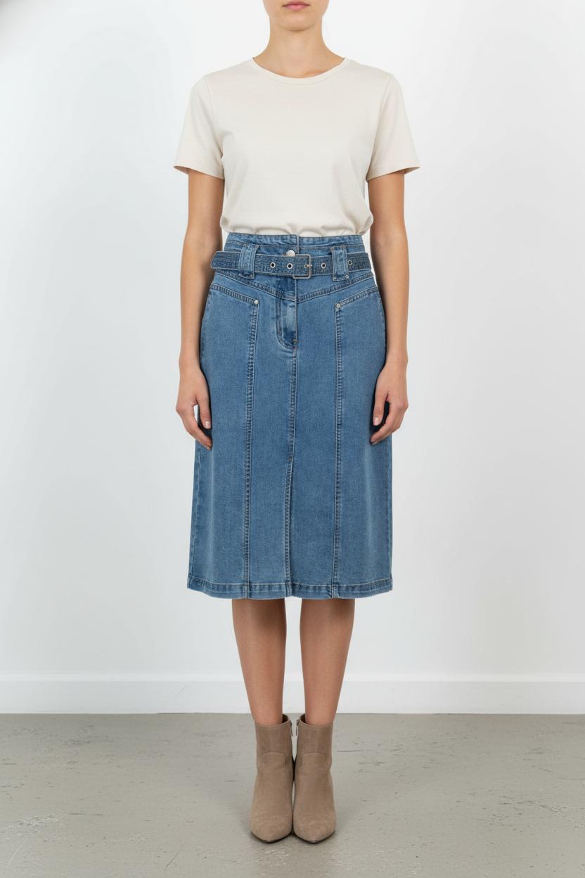 Jupe Midi Bleue - Taille S/36 de la marque Suncoo | PARAD103908 - Vendu par Paradigme - Image 1