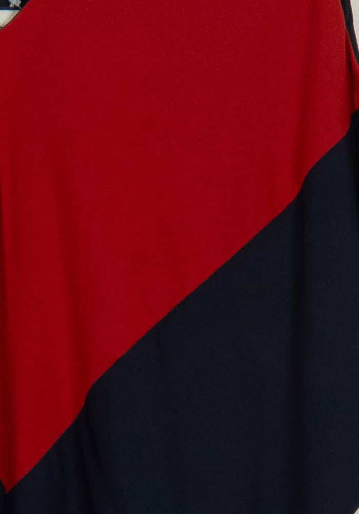 Robe Sans Manches Rouge Marine et Beige - Taille L/40 de la marque Indies | PARAD103917 - Vendu par Paradigme - Image 3