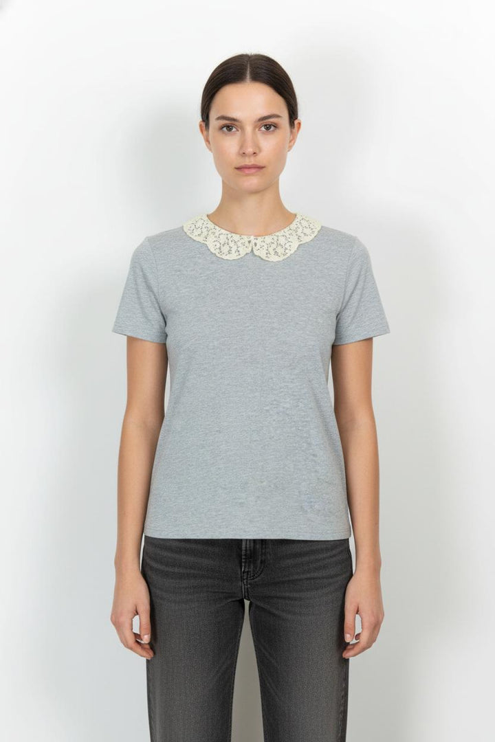 T-shirt Gris et Blanc - Taille S/36 de la marque Manoush | PARAD103928 - Vendu par Paradigme - Image 1
