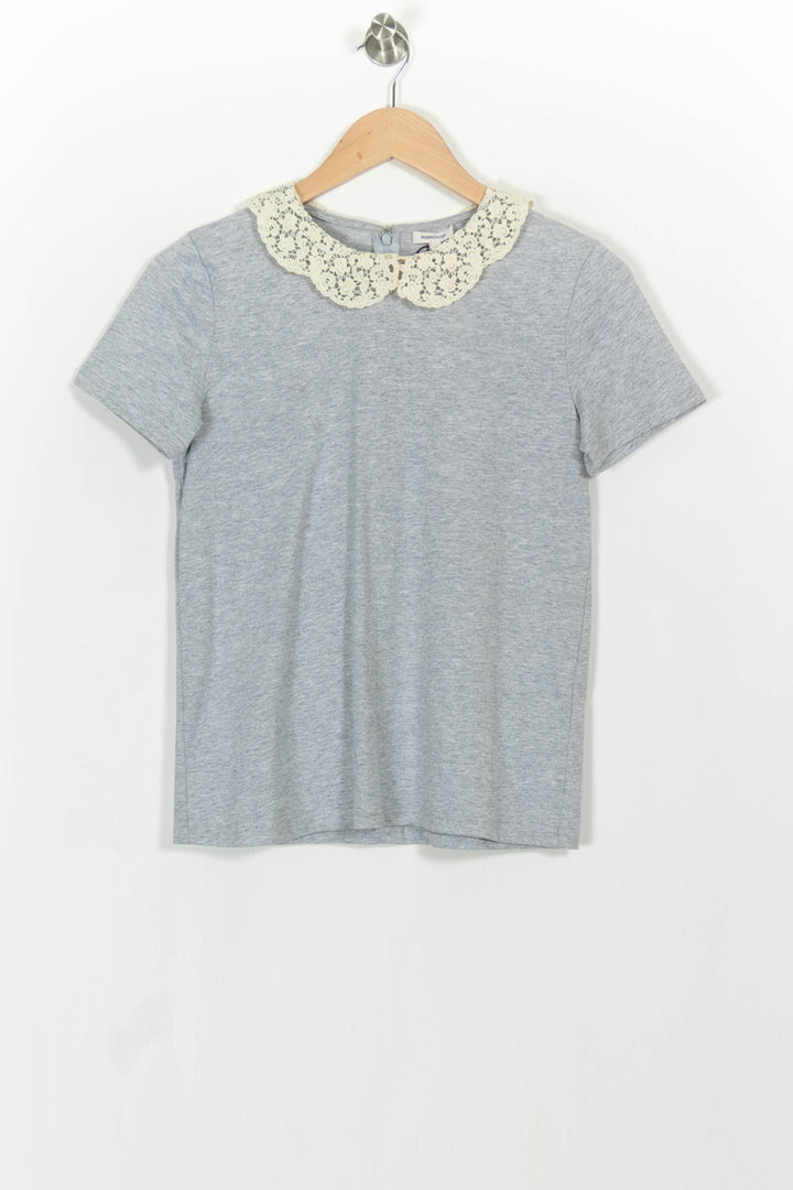 T-shirt Gris et Blanc - Taille S/36 de la marque Manoush | PARAD103928 - Vendu par Paradigme - Image 2