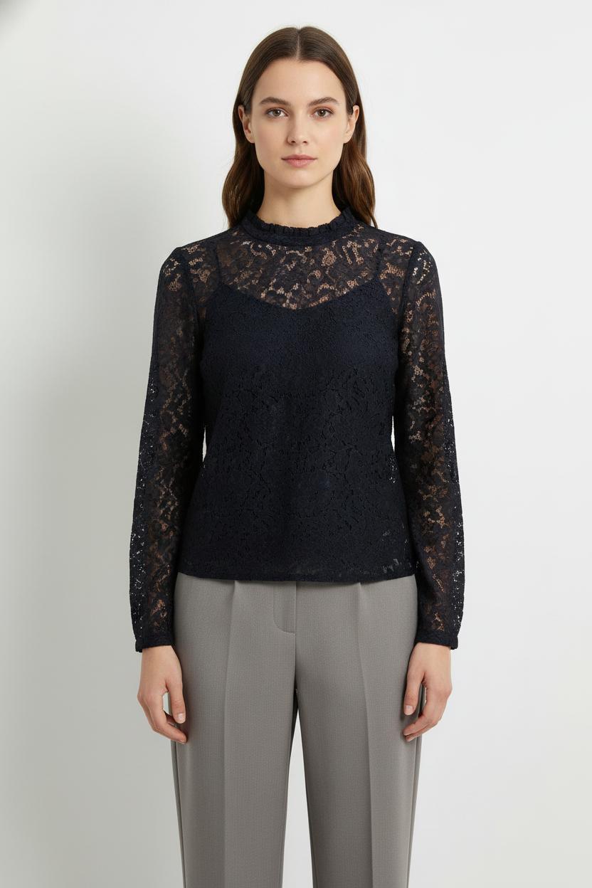 Blouse Dentelle Bleue - Taille S/36 de la marque Sézane | PARAD103929 - Vendu par Paradigme - Image 1