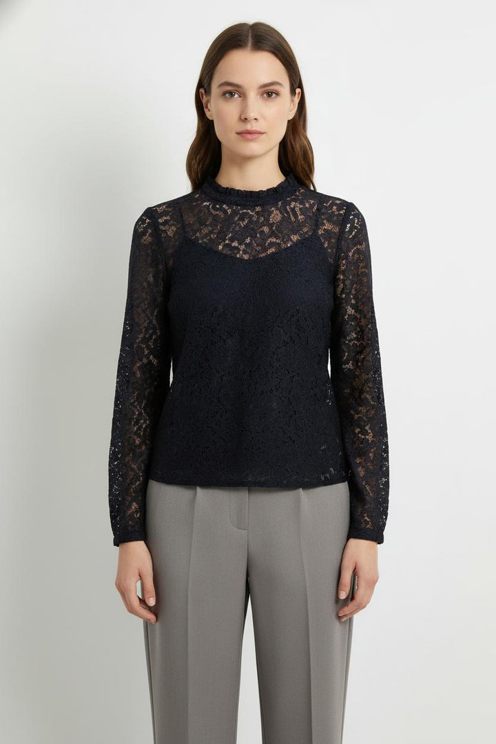 Blouse Dentelle Bleue - Taille S/36 de la marque Sézane | PARAD103929 - Vendu par Paradigme - Image 1