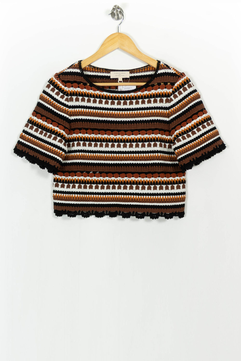Top Marron et Blanc - Taille S/36 de la marque Sézane | PARAD103930 - Vendu par Paradigme - Image 2