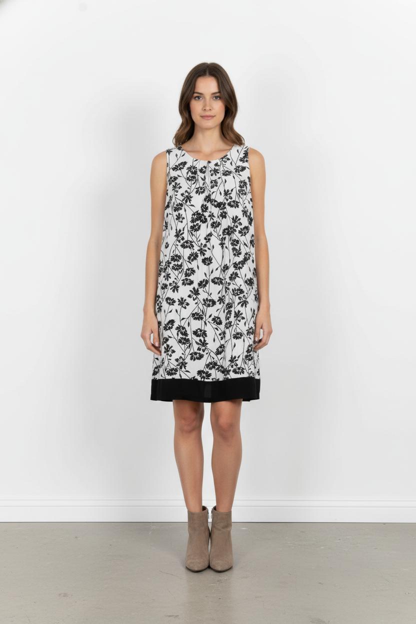 Robe Sans Manches Blanche et Noire - Taille XL/42 de la marque La Fée Maraboutée | PARAD103936 - Vendu par Paradigme - Image 1