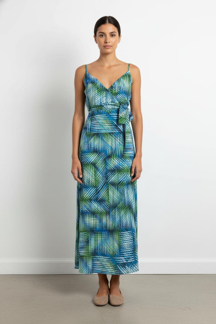 Robe Longue Bleu et Vert - Taille XS/34 de la marque La Fée Maraboutée | PARAD103941 - Vendu par Paradigme - Image 1