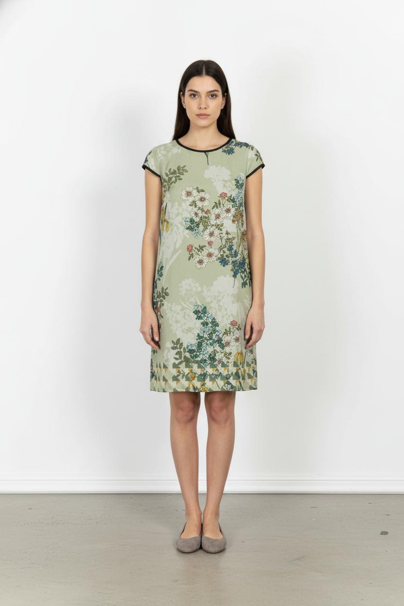 Robe Droite Verte et Jaune - Taille S/36 de la marque La Fée Maraboutée | PARAD103942 - Vendu par Paradigme - Image 1