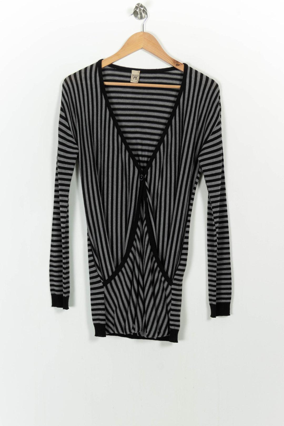 Gilet Long Gris et Noir - Taille S/36 de la marque Indies | PARAD103948 - Vendu par Paradigme - Image 2