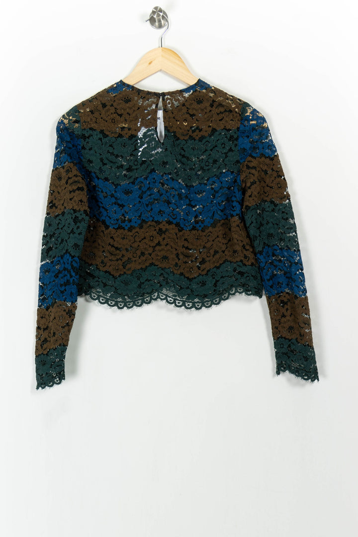 Blouse Bleu Vert et Marron - Taille S/36 de la marque Sandro | PARAD103958 - Vendu par Paradigme - Image 4