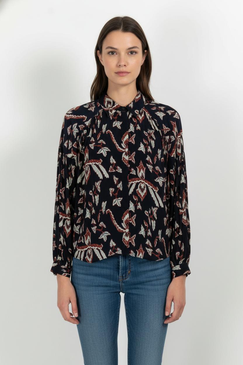 Chemisier Noir et Bordeaux - Taille XS/34 de la marque ba&sh | PARAD103960 - Vendu par Paradigme - Image 1