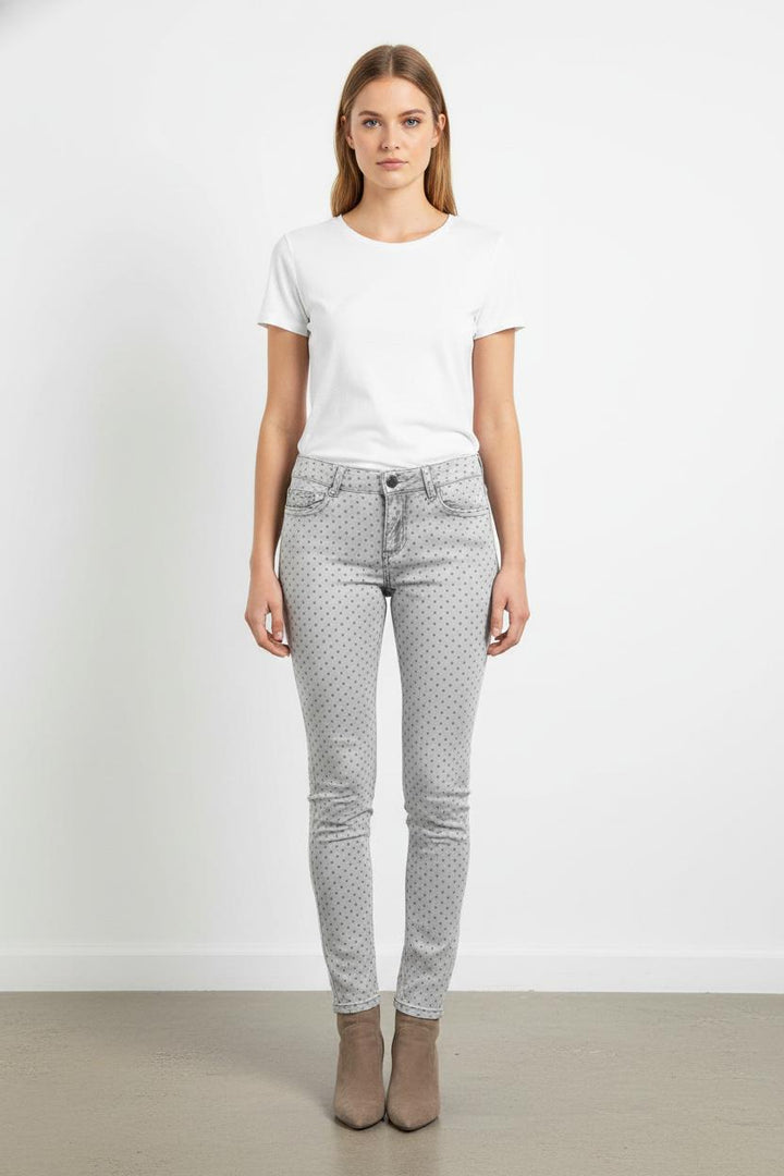 Jean Slim Gris à Pois Noirs - Taille XS/34 de la marque Maje | PARAD103966 - Vendu par Paradigme - Image 1