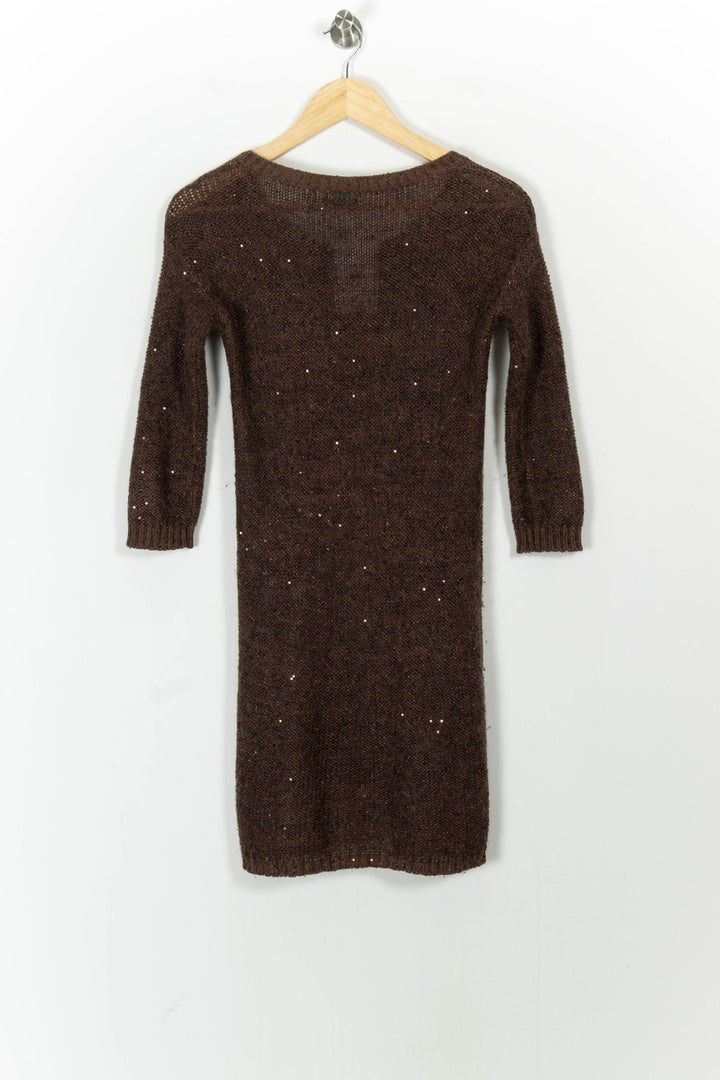 Robe Pull Marron - Taille XS/34 de la marque IKKS | PARAD103979 - Vendu par Paradigme - Image 4