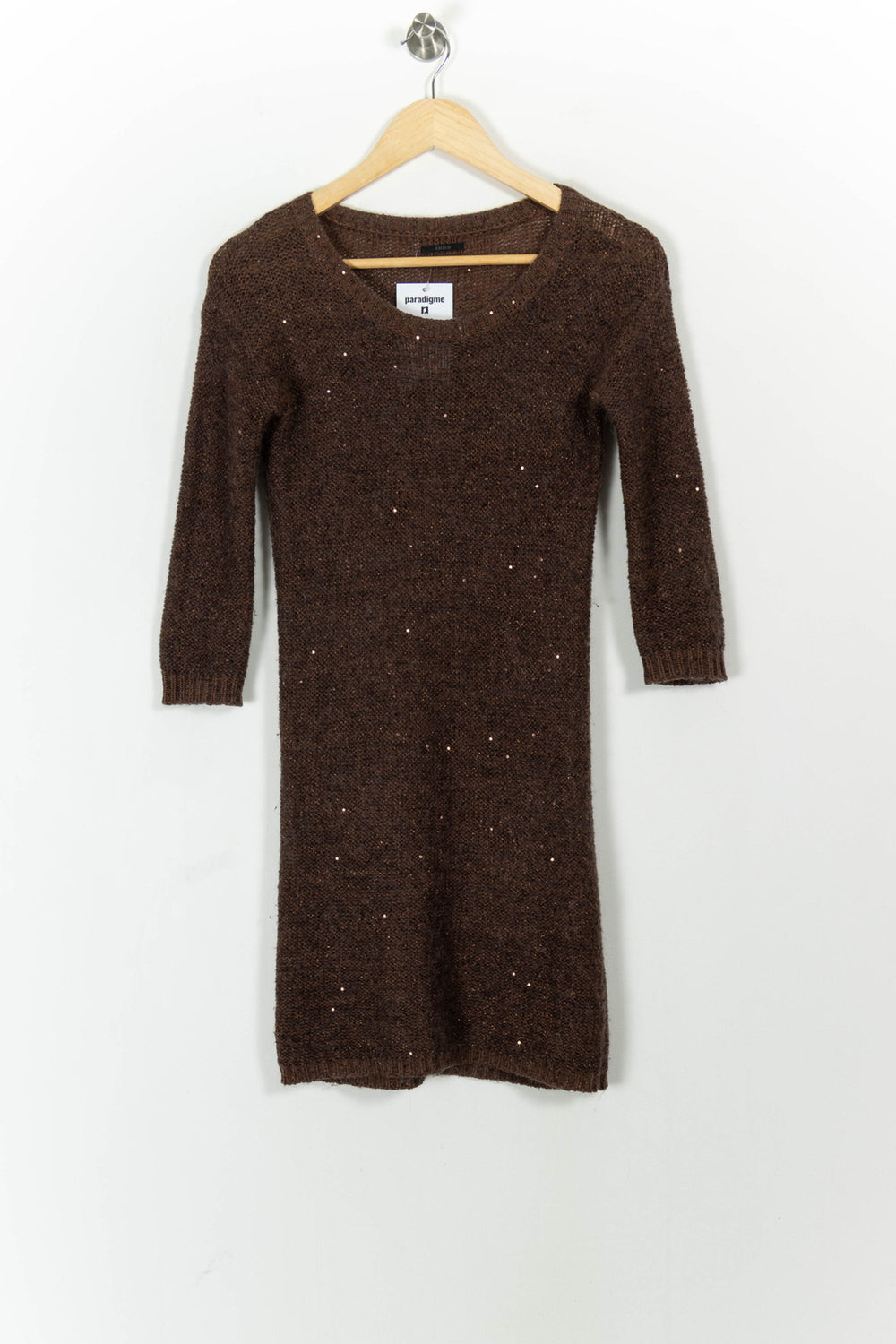 Robe Pull Marron - Taille XS/34 de la marque IKKS | PARAD103979 - Vendu par Paradigme - Image 2