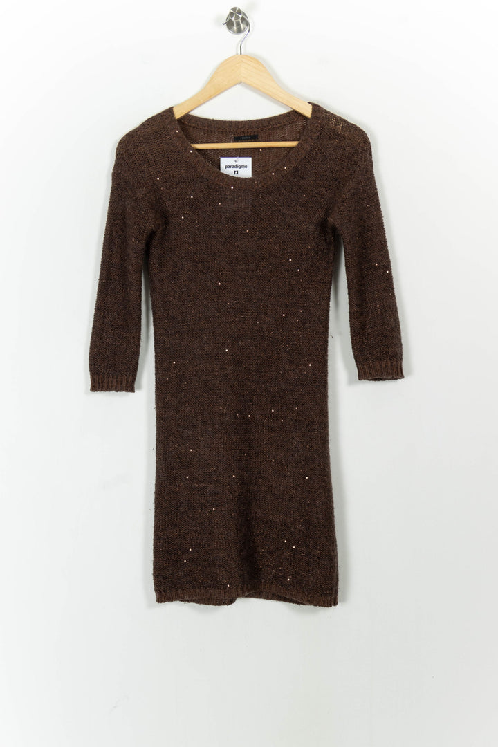 Robe Pull Marron - Taille XS/34 de la marque IKKS | PARAD103979 - Vendu par Paradigme - Image 2