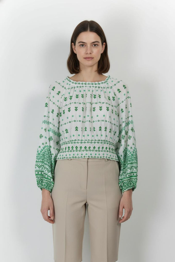 Blouse Blanche et Verte - Taille L/40 de la marque Maje | PARAD103992 - Vendu par Paradigme - Image 1