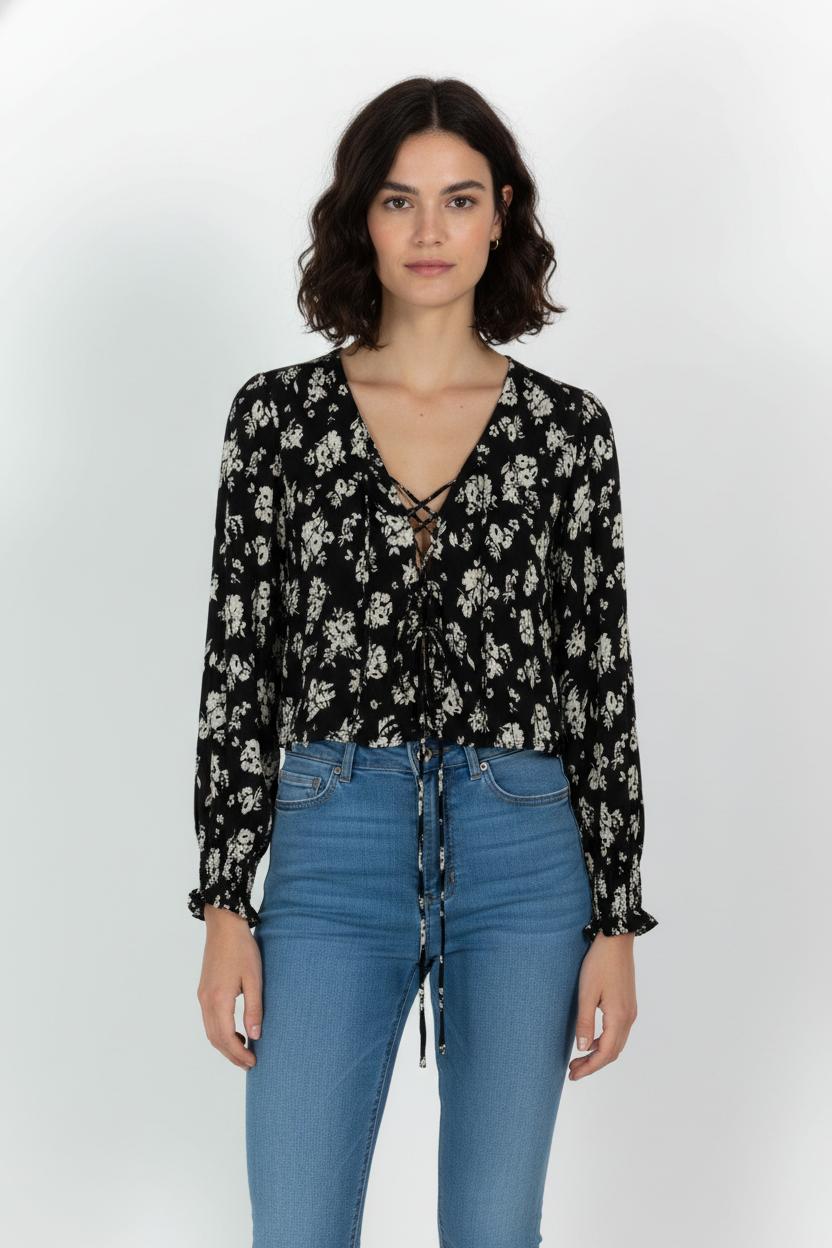 Blouse Noire et Blanche - Taille M/38 de la marque Sézane | PARAD103993 - Vendu par Paradigme - Image 1