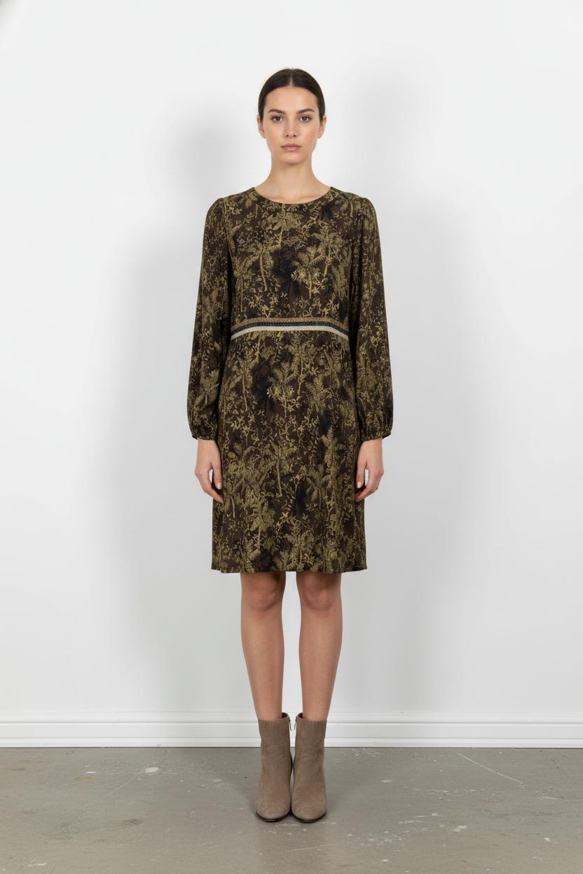 Robe Imprimée Marron et Beige - Taille M/38 de la marque La Fée Maraboutée | PARAD104024 - Vendu par Paradigme - Image 1