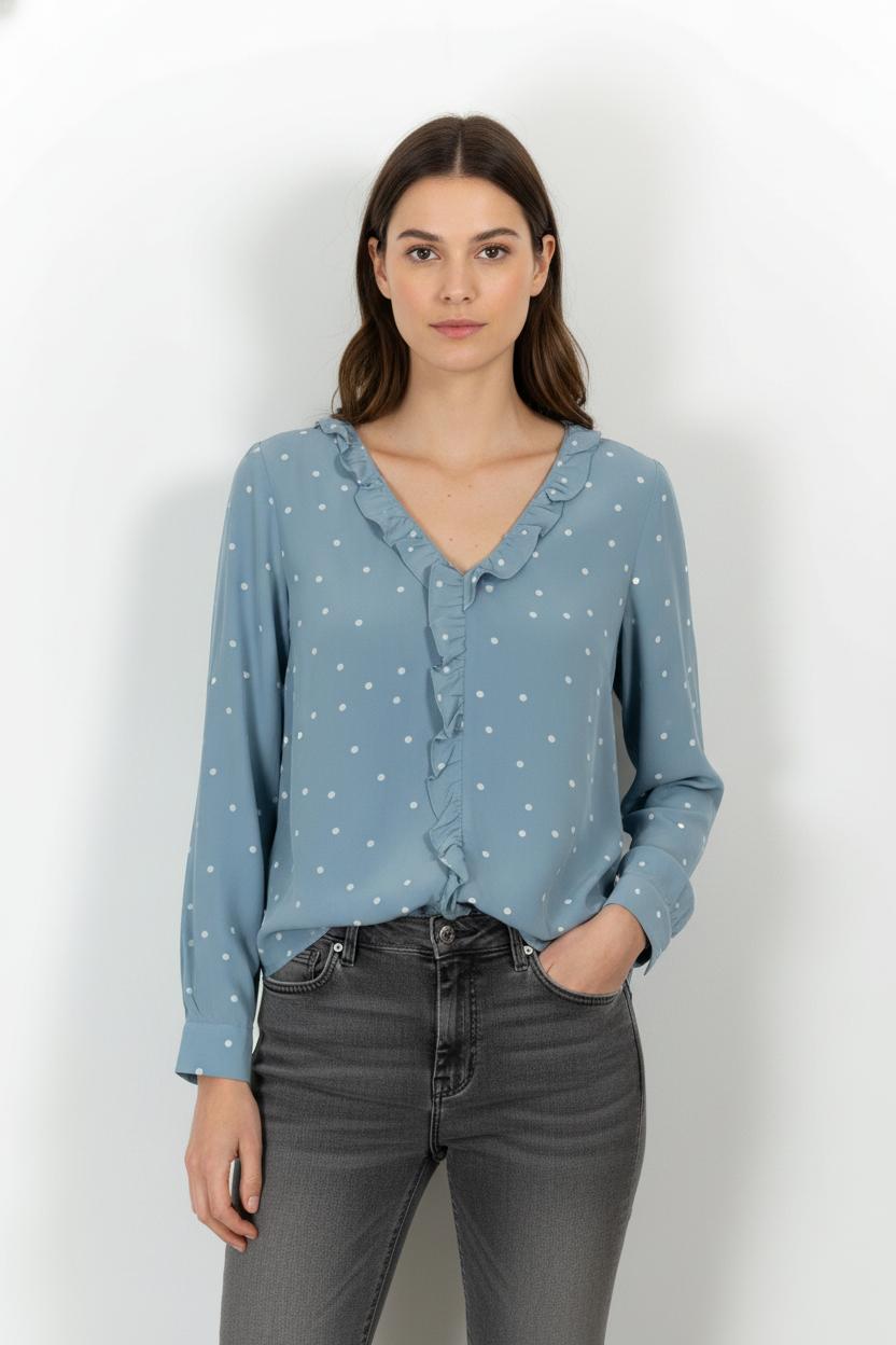 Blouse Bleue à Pois Blancs - Taille L/40 de la marque Sézane | PARAD104041 - Vendu par Paradigme - Image 1