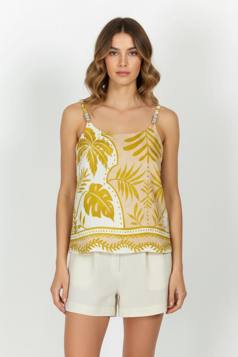 Débardeur Jaune et Beige - Taille L/40 de la marque Indies | PARAD104059 - Vendu par Paradigme - Image 1