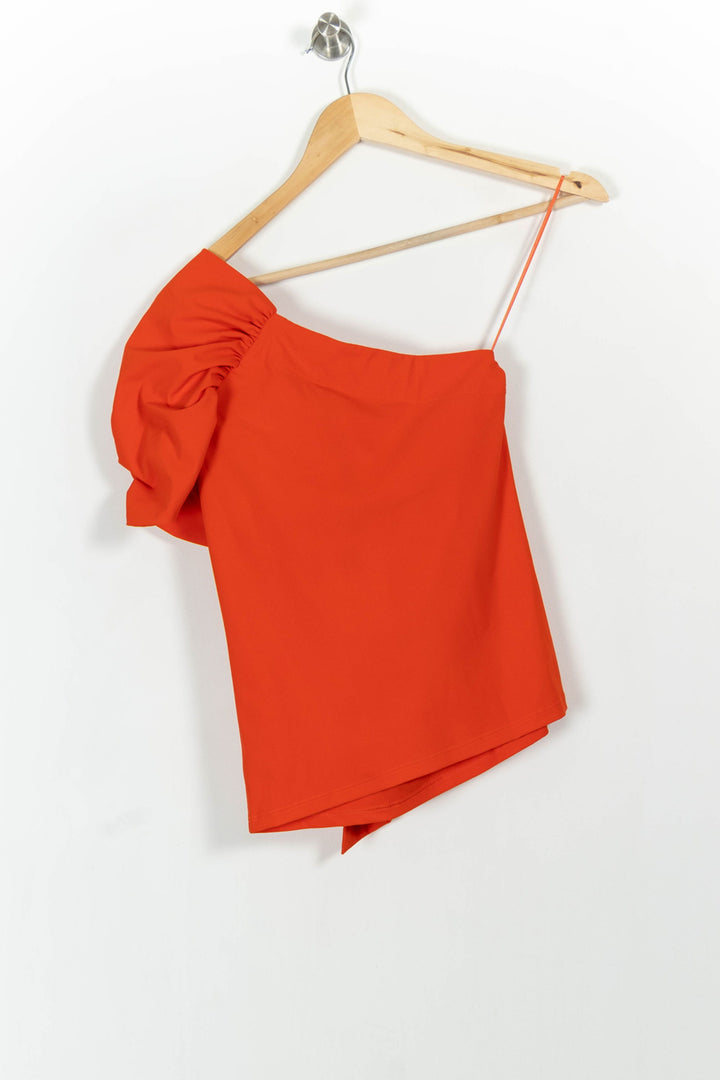 Top Asymétrique Rouge - Taille M/38 de la marque Indies | PARAD104063 - Vendu par Paradigme - Image 4