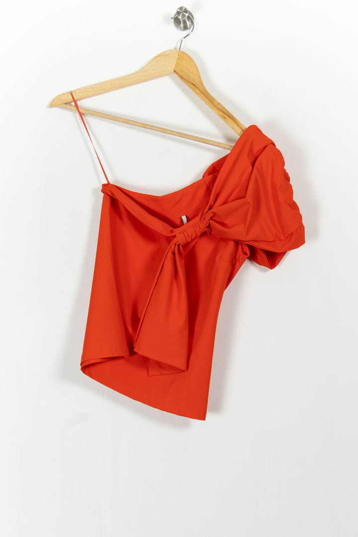 Top Asymétrique Rouge - Taille S/36 de la marque Indies | PARAD104064 - Vendu par Paradigme - Image 2
