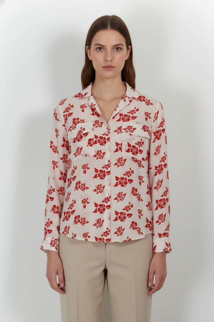 Chemisier Blanc et Rouge - Taille S/36 de la marque ZAPA | PARAD104088 - Vendu par Paradigme - Image 1