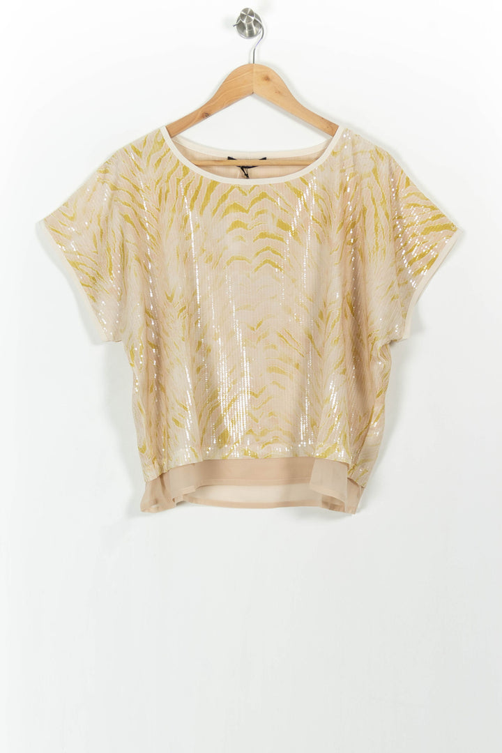 Blouse Beige et Jaune - Taille M/38 de la marque Indies | PARAD104095 - Vendu par Paradigme - Image 2