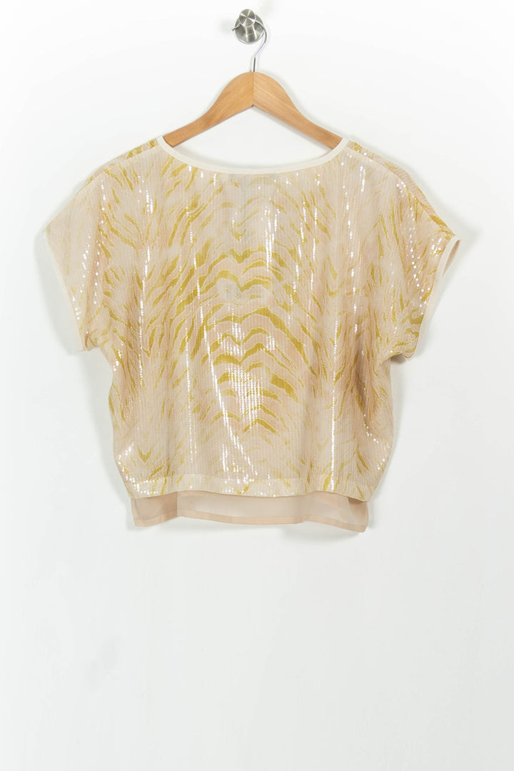 Blouse Beige et Jaune - Taille XS/34 de la marque Indies | PARAD104096 - Vendu par Paradigme - Image 4