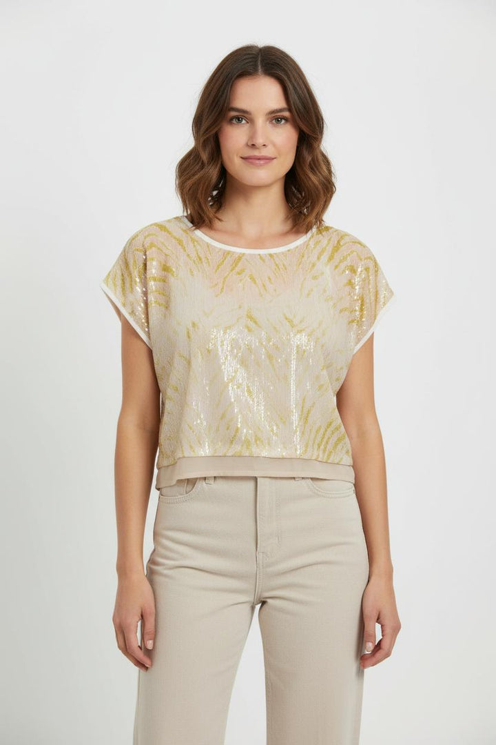 Blouse Beige et Jaune - Taille XS/34 de la marque Indies | PARAD104096 - Vendu par Paradigme - Image 1