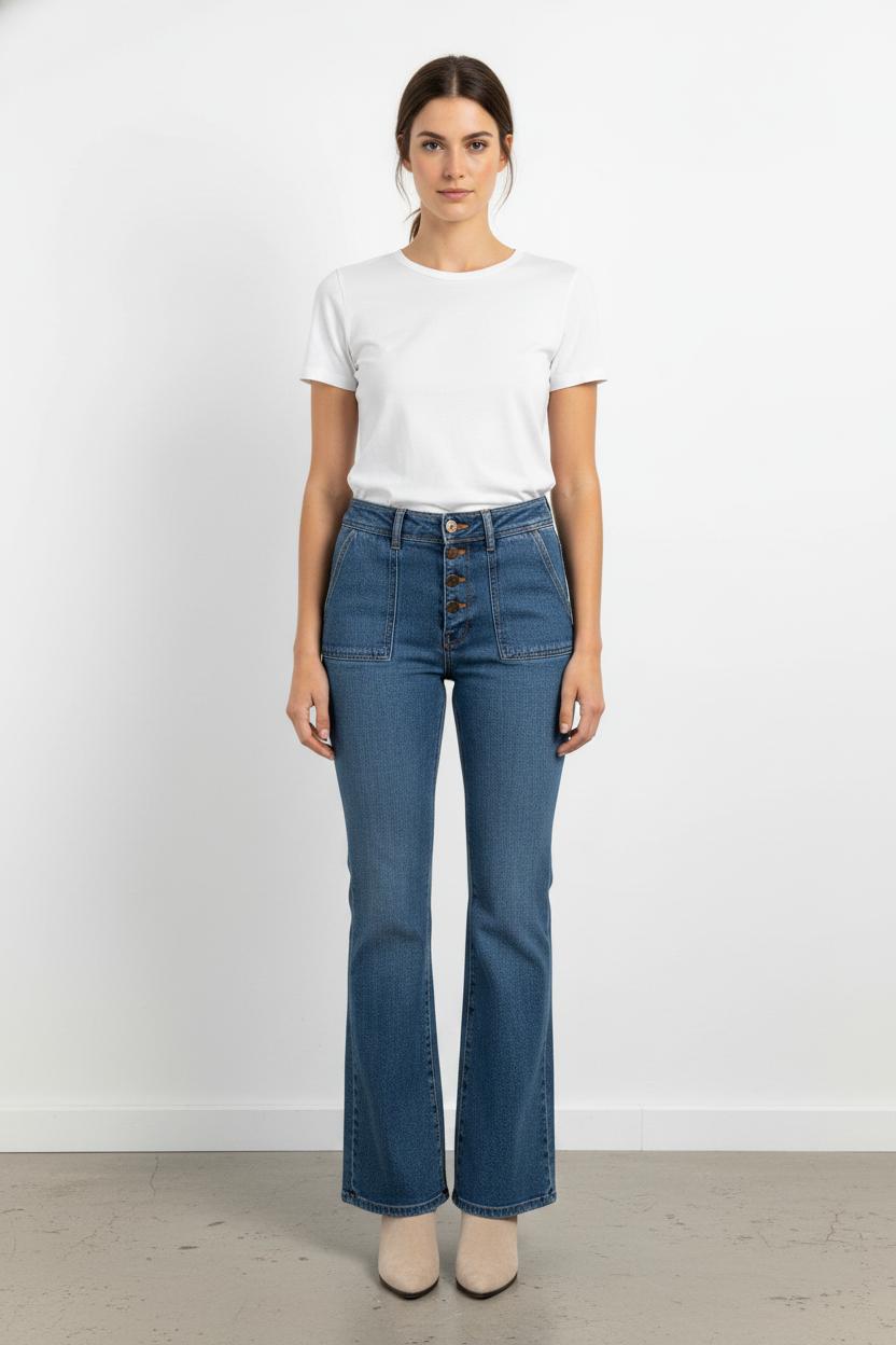 Jean Évasé Bleu - Taille M/38 de la marque Sézane | PARAD104101 - Vendu par Paradigme - Image 1