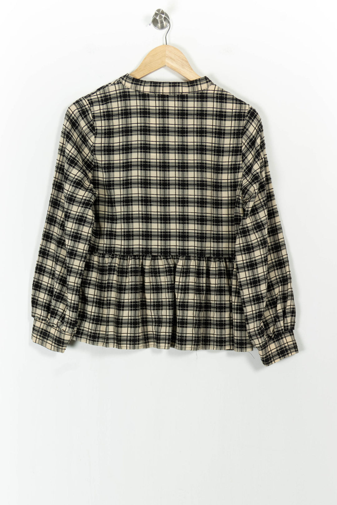 Blouse à Carreaux Beige et Noir - Taille S/36 de la marque La Fée Maraboutée | PARAD104119 - Vendu par Paradigme - Image 4