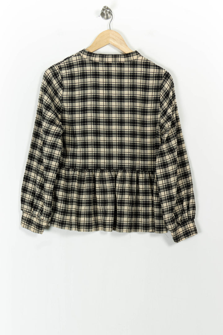 Blouse à Carreaux Beige et Noir - Taille S/36 de la marque La Fée Maraboutée | PARAD104119 - Vendu par Paradigme - Image 4